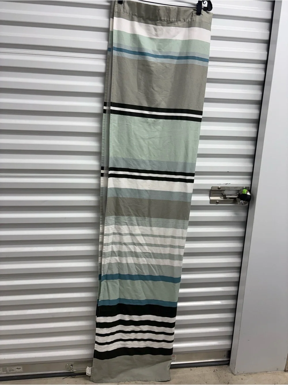 Striped Rod Pocket Cotton Curtain Panel Gray Blue White Black Opaque